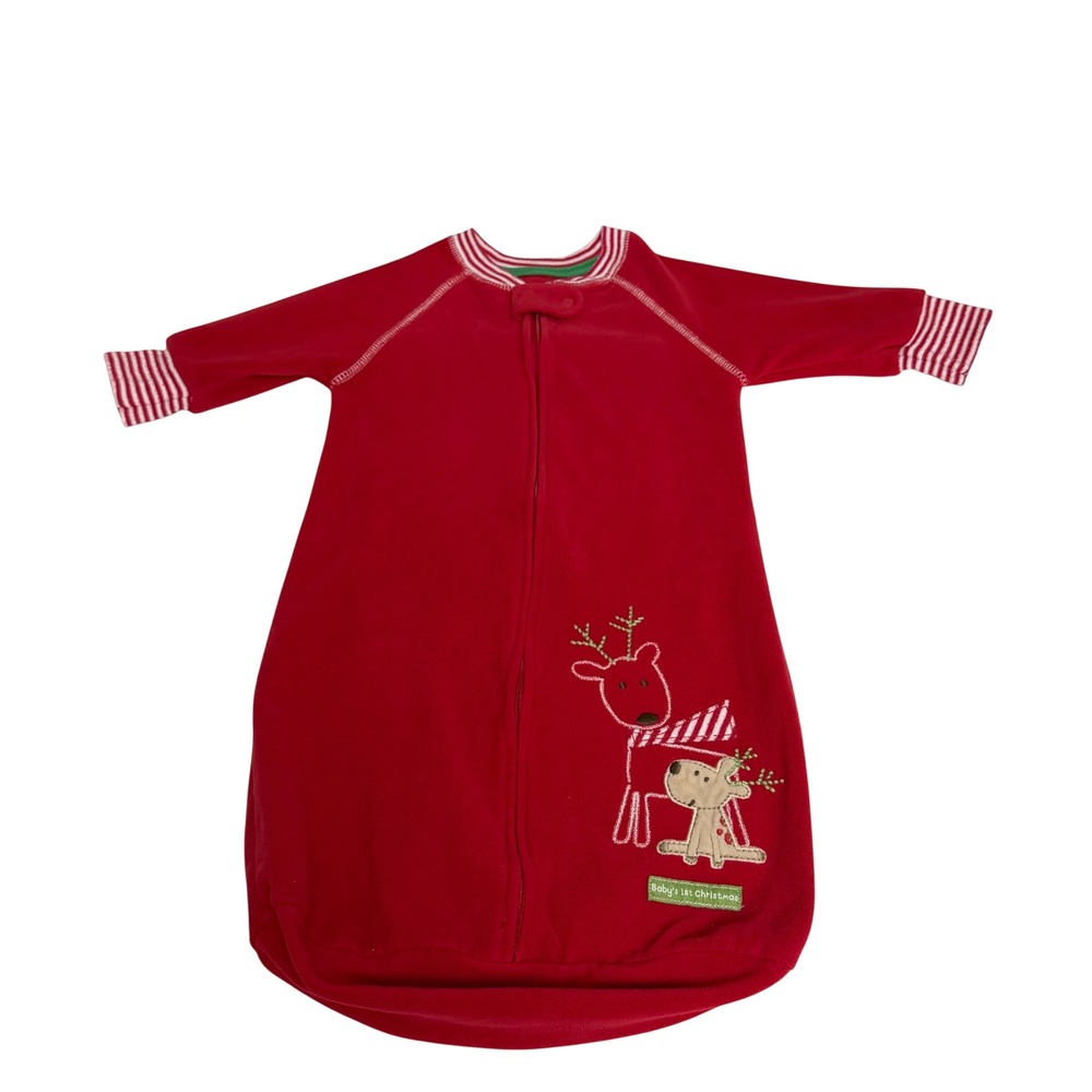 Carters Baby Red Fleece Reindeer Sleep Sack 0-9M Babys 1st Christmas Pajamas
